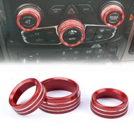 red ac knob covers for dodge challenger/charger (15-20), ram 1500 (13-18), chrysler 300/300s (15-20) - enhanced air conditioner rings switch pushbuttons cover logo