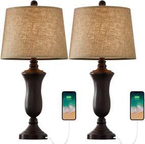 img 3 attached to Oneach Modern Table Lamps Set Of 2 With USB Port For Living Room Bedroom 25&#34