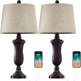 img 1 attached to Oneach Modern Table Lamps Set Of 2 With USB Port For Living Room Bedroom 25&#34