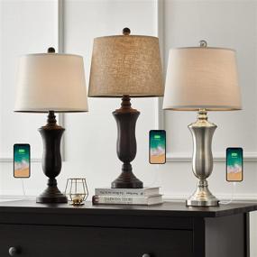 img 2 attached to Oneach Modern Table Lamps Set Of 2 With USB Port For Living Room Bedroom 25&#34