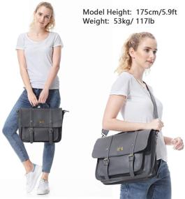 img 3 attached to 👜 Stylish and Functional Women's Briefcase: PU Leather Laptop Messenger Bag with Top Handle