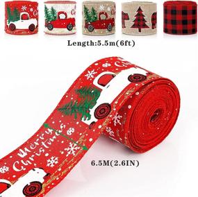 img 2 attached to 🎀 36 Yards of Assorted Plaid Wired Ribbon, including Christmas Wired Ribbon, Buffalo Plaid Ribbon, and Burlap Craft Christmas Tree Ribbon - Perfect for Holiday Parties (2.5" Width x 6 Yards Each)