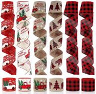 🎀 36 yards of assorted plaid wired ribbon, including christmas wired ribbon, buffalo plaid ribbon, and burlap craft christmas tree ribbon - perfect for holiday parties (2.5" width x 6 yards each) logo