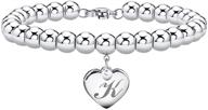 stylish initial heart charm bracelets: personalized 26 letters bracelet with 💌 6mm stainless steel beads - ideal alphabet bracelet for women's birthday gifts logo