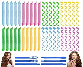 img 4 attached to 40PCS Heatless Wave and Spiral Hair Curlers: No Heat Damage, Two Styles (16inches) - Ideal for Women and Kids’ Short/Medium Hair