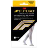 👣 moderate compression white thigh length stockings - futuro anti-embolism, closed toe, medium regular логотип