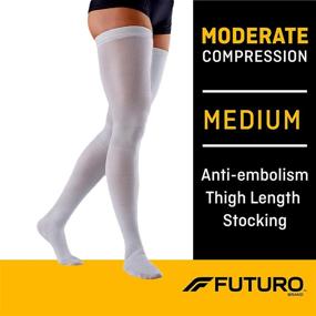 img 3 attached to 👣 Moderate Compression White Thigh Length Stockings - Futuro Anti-Embolism, Closed Toe, Medium Regular