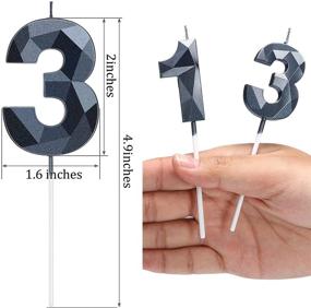 img 1 attached to 🔺 13th Birthday Candles, 3D Diamond Number 13 Cake Topper Candles - Happy Birthday Decoration for Party, Wedding, Anniversary and More! (Black)