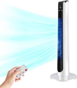 img 4 attached to 💨 Large LED Display Tower Fan - Quiet Oscillating Fan with Remote, 12-Hour Timer, Cooling, 36'' Bladeless Electric White Standing Fan for Whole House, Home, Office, Living room