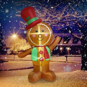 img 4 attached to 🎄 8ft Gingerbread Man Merry Christmas Inflatable Yard Decoration - UNIFEEL Lighted with Blower and Adaptor for Winter Indoor, Porch, and Outdoor Decor