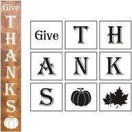 🍁 set of 9 vertical stencils for thanksgiving front door porch wood signs - large give thanks templates with pumpkin and maple leaf, ideal for wood painting, reusable letter stencils logo