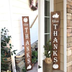 img 2 attached to 🍁 Set of 9 Vertical Stencils for Thanksgiving Front Door Porch Wood Signs - Large Give Thanks Templates with Pumpkin and Maple Leaf, Ideal for Wood Painting, Reusable Letter Stencils