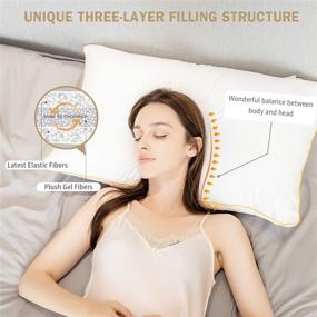img 2 attached to 🛏️ NEIPOTA King Size Bed Pillows Set of 2 - Hotel Collection Gel Plush Fiber Pillows, 2 Pack - Cooling Down Alternative Pillow with Soft and Firm Fluffy Support for Side and Back Sleepers