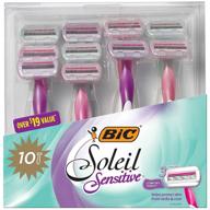 🪒 smooth and sensational: bic soleil sensitive women's 3-blade disposable razor gift set, 10 count logo