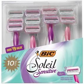 img 4 attached to 🪒 Smooth and Sensational: BIC Soleil Sensitive Women's 3-Blade Disposable Razor Gift Set, 10 Count