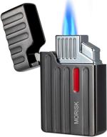 🔥 ultimate torch cigar lighter: dual jet flame, butane refillable with cigar punch - perfect for tobacco pipes & cigarettes! adjustable flame, push-button ignition logo