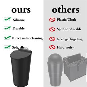 img 1 attached to 🚗 TAUTO Car Trash Can: Mini Auto Trash Bin with Lid - Small Garbage Can for Vehicle - Silicone Accessories for Car/Office/Home (Black)