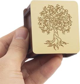img 3 attached to LUCCE Wooden Ring Box for Proposal - Slim & Small Engagement Ring Box in Wood with a Golden Mirror Tree of Life Pattern - Rustic Wedding Decorations for Ceremony - Jewelry Box and Wooden Storage Box with Ring Bearer - Perfect for Proposal, Wedding, Ceremony, Engagement - Jewelry Gift Box
