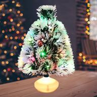 🎄 ccinee 13.4 inch prelit flocked christmas tree with flashing led lights - perfect tabletop mini xmas tree for christmas party home office decoration logo