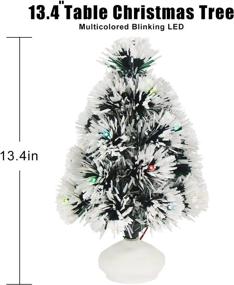 img 3 attached to 🎄 CCINEE 13.4 Inch Prelit Flocked Christmas Tree with Flashing LED Lights - Perfect Tabletop Mini Xmas Tree for Christmas Party Home Office Decoration