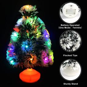 img 2 attached to 🎄 CCINEE 13.4 Inch Prelit Flocked Christmas Tree with Flashing LED Lights - Perfect Tabletop Mini Xmas Tree for Christmas Party Home Office Decoration