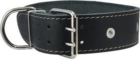 img 1 attached to Stylish Black Genuine Leather Studded Dog Collar - Wide, Adjustable for Large Breeds Boxer, Bulldog, Pitbull