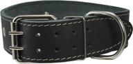 stylish black genuine leather studded dog collar - wide, adjustable for large breeds boxer, bulldog, pitbull logo