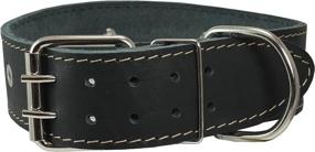 img 4 attached to Stylish Black Genuine Leather Studded Dog Collar - Wide, Adjustable for Large Breeds Boxer, Bulldog, Pitbull