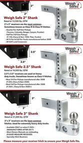 img 1 attached to 🚗 Weigh Safe WS6-3-SET: 6" Drop Hitch, 3" Receiver – Adjustable Aluminum Trailer Hitch with Scale, 21,000 lbs GTW - Includes 2 Stainless Steel Balls, Key Lock and Receiver Pin