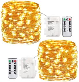 img 4 attached to 🔌 GDEALER 2 Pack 20ft 60 LED Fairy Lights Battery Operated with Remote Control Timer Waterproof Copper Wire Twinkle String Lights for Indoor Bedroom