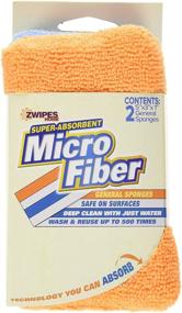 img 2 attached to Zwipes Microfiber Kitchen and Bathroom Cleaning Sponges: Efficient 2-Pack for Washing, Drying, Dusting, and Polishing