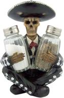 🎺 dwk gothic skeleton mariachi spice holder set: refillable salt and pepper shakers, mexican fiesta kitchen decor, taco party decorations - 7 logo