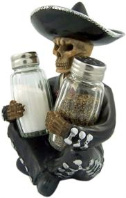 img 3 attached to 🎺 DWK Gothic Skeleton Mariachi Spice Holder Set: Refillable Salt and Pepper Shakers, Mexican Fiesta Kitchen Decor, Taco Party Decorations - 7