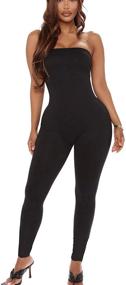 img 2 attached to 👗 GOBLES Sleeveless Shoulder Bodycon Jumpsuits: A Chic Addition to Women's Clothing Collection for Jumpsuits, Rompers & Overalls