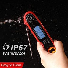 img 1 attached to 🌡️ Waterproof Instant Read Meat Thermometer - Extra Long Probe, Ultra Fast & Backlit LCD Digital Thermometer for Outdoor Cooking, BBQ, Kitchen Food Thermometer