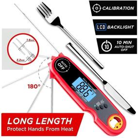 img 3 attached to 🌡️ Waterproof Instant Read Meat Thermometer - Extra Long Probe, Ultra Fast & Backlit LCD Digital Thermometer for Outdoor Cooking, BBQ, Kitchen Food Thermometer