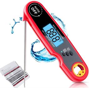 img 4 attached to 🌡️ Waterproof Instant Read Meat Thermometer - Extra Long Probe, Ultra Fast & Backlit LCD Digital Thermometer for Outdoor Cooking, BBQ, Kitchen Food Thermometer