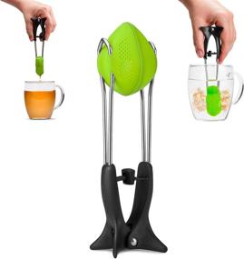 img 4 attached to 🍵 Dreamfarm Teafu: Green Silicone Tea Infuser & Strainer with Tongs and Stand