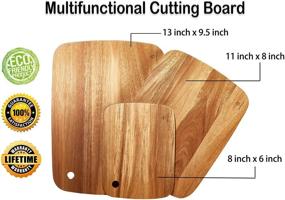 img 3 attached to 🪵 Set of 3 Acacia Wood Cutting Boards - BPA Free Wooden Chopping Boards for Kitchen - Ideal for Meat, Fruit, Vegetables, Cheese, Pizza