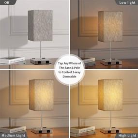 img 1 attached to 🌟 Seealle Touch Table Lamps Set of 2 - 3-Way Dimmable, Minimalist Bedside Lamps with 2 USB Ports and Outlets for Bedrooms and Living Rooms