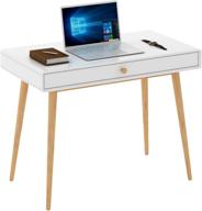 🖥️ insifohome white writing desk: stylish mid-century modern vanity desk with drawer for bedroom & home office logo