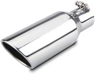 🚚 enhance your truck's appearance with the 2.5 inch inlet exhaust tip - polished tailpipe tip with bolt on design logo