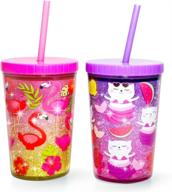 🍼 home tune 14oz kids tumbler - bpa free, straw lid cup, reusable, lightweight, spill-proof water bottle with cute design for girls &amp; boys - 2 pack логотип