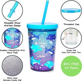 img 2 attached to 🍼 Home Tune 14oz Kids Tumbler - BPA Free, Straw Lid Cup, Reusable, Lightweight, Spill-Proof Water Bottle with Cute Design for Girls &amp; Boys - 2 Pack