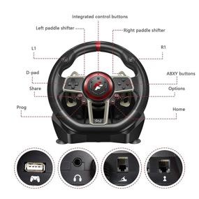 img 1 attached to Enhance Your Gaming Experience with the Game Racing Steering Wheel: 270/900 Degree PC Gaming Wheel with Universal USB Port and 2-Pedal Pedals for PC, PS3, PS4, Xbox One, Nintendo Switch