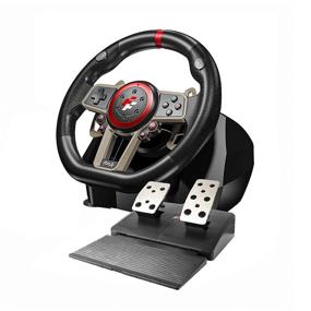 img 4 attached to Enhance Your Gaming Experience with the Game Racing Steering Wheel: 270/900 Degree PC Gaming Wheel with Universal USB Port and 2-Pedal Pedals for PC, PS3, PS4, Xbox One, Nintendo Switch