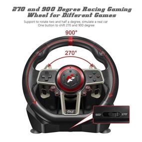 img 2 attached to Enhance Your Gaming Experience with the Game Racing Steering Wheel: 270/900 Degree PC Gaming Wheel with Universal USB Port and 2-Pedal Pedals for PC, PS3, PS4, Xbox One, Nintendo Switch