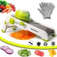 🔪 adjustable stainless steel mandoline slicer cutter - mdcgfod multi-blade vegetable slicer, cheese grater with slices, juliennes, and waffles logo