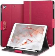 📱 kingblanc ipad 10.2 inch case 9th/8th/7th gen 2021/2020/2019 with apple pencil holder, auto sleep/wake, multi-angle viewing, pu leather folio protective cover for new ipad 10.2", pink logo