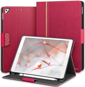 img 4 attached to 📱 KingBlanc iPad 10.2 inch Case 9th/8th/7th Gen 2021/2020/2019 with Apple Pencil Holder, Auto Sleep/Wake, Multi-Angle Viewing, PU Leather Folio Protective Cover for New iPad 10.2", Pink